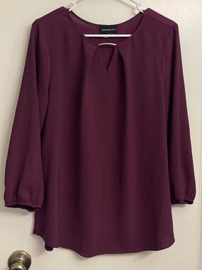 Fortune & Ivy Purple Keyhole Neck Blouse